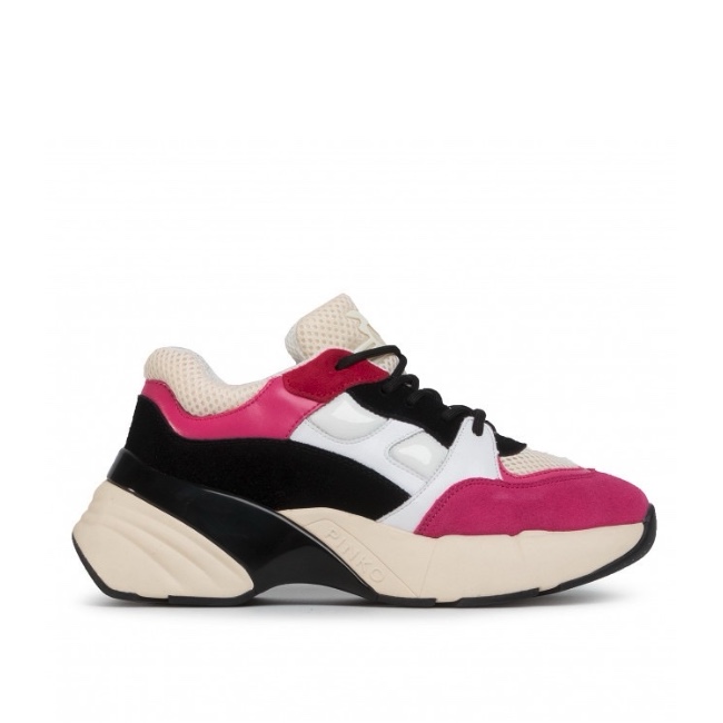 кроссовки Pinko Rubino bianco nero / черно-белые с розовым SH0023P