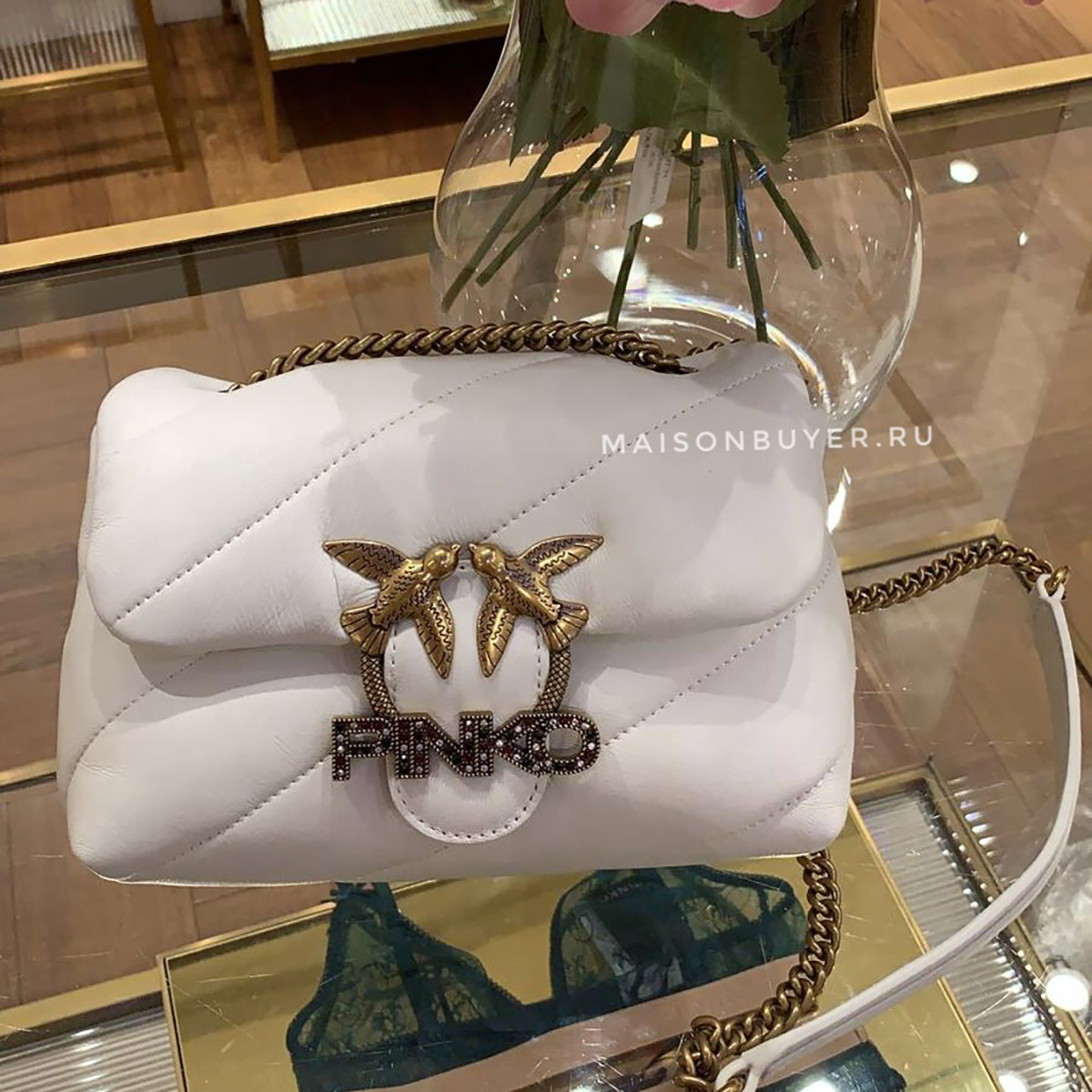 PINKO LOVE MINI PUFF JEWEL SS’21 цвет white / белый HBPUFF22S