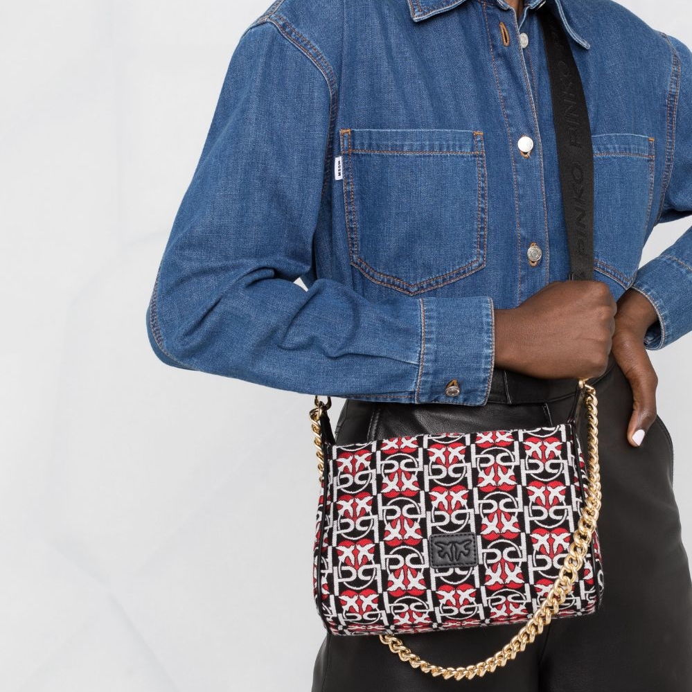 PINKO MINI HOBO LOVE SS’21 цвет ROSSO/NERO/BIANCO  HBHOBO01S