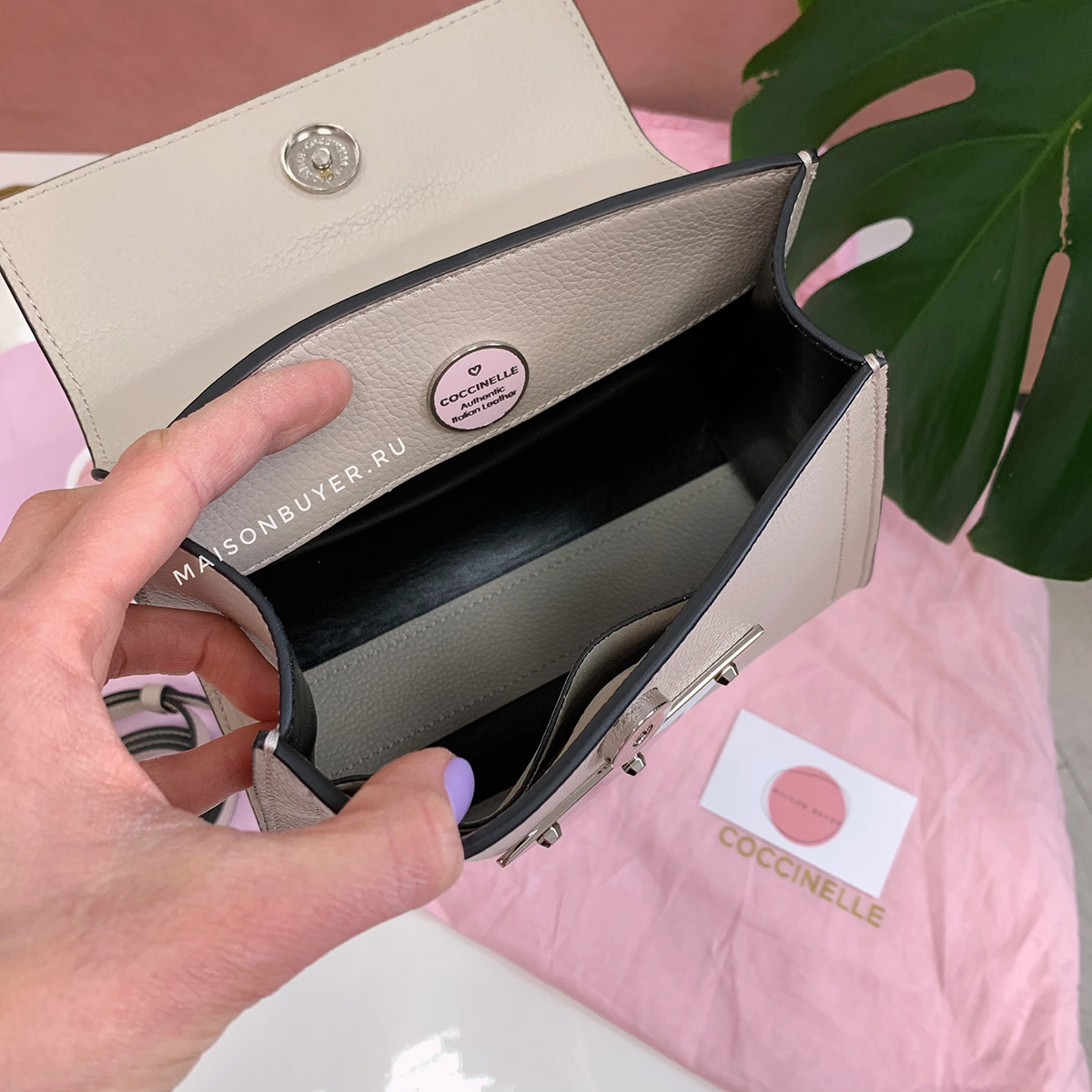 сумка COCCINELLE B14 MINI цвет SEASHELL / серо-беж HBB1403S