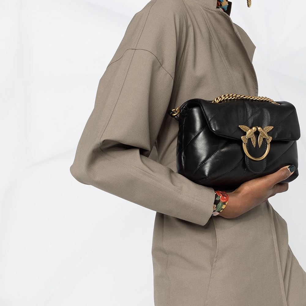 сумка PINKO LOVE MINI PUFF MAXI QUILT SS’21 цвет NERO LIMOUSINE BRONZE / черный HBPUFFMQUILT05S