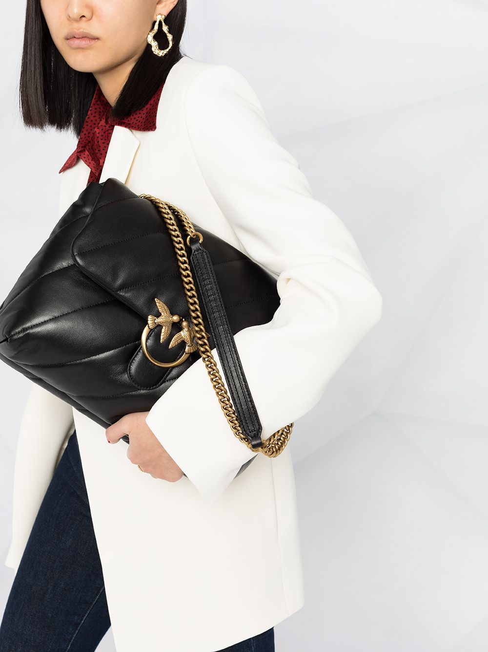 сумка PINKO LOVE BIG PUFF MAXI QUILT SS’21 цвет NERO LIMOUSINE BRONZE / черный HBPUFFMQUILT05L