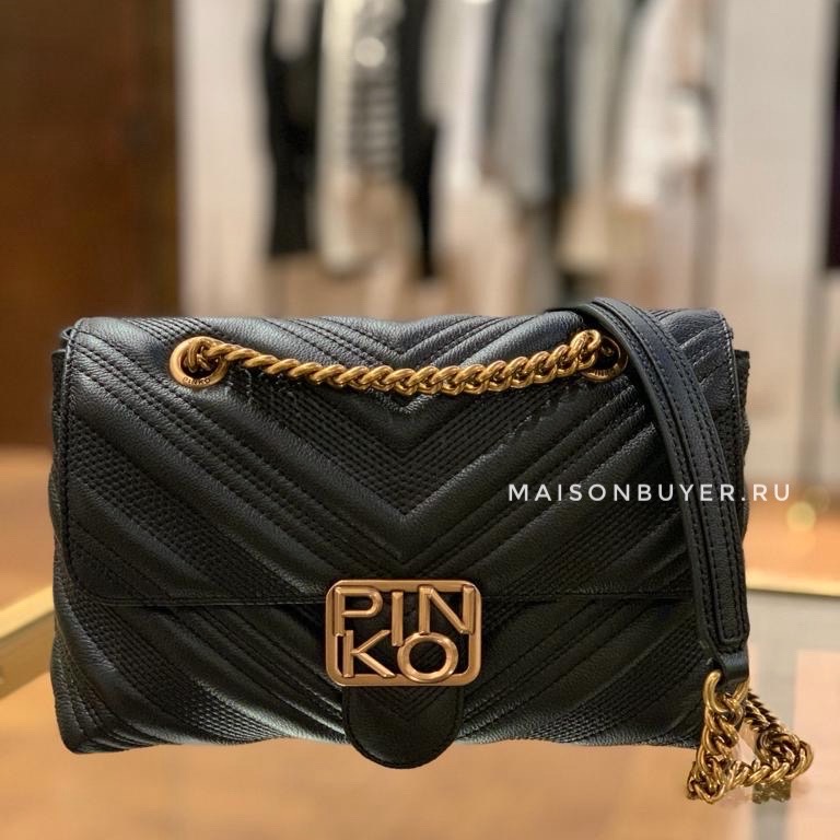 сумка Pinko PUFF CLASSIC CHEVRON AW20/21 цвет NERO LIMOUSINE / черный HBPUFF11M