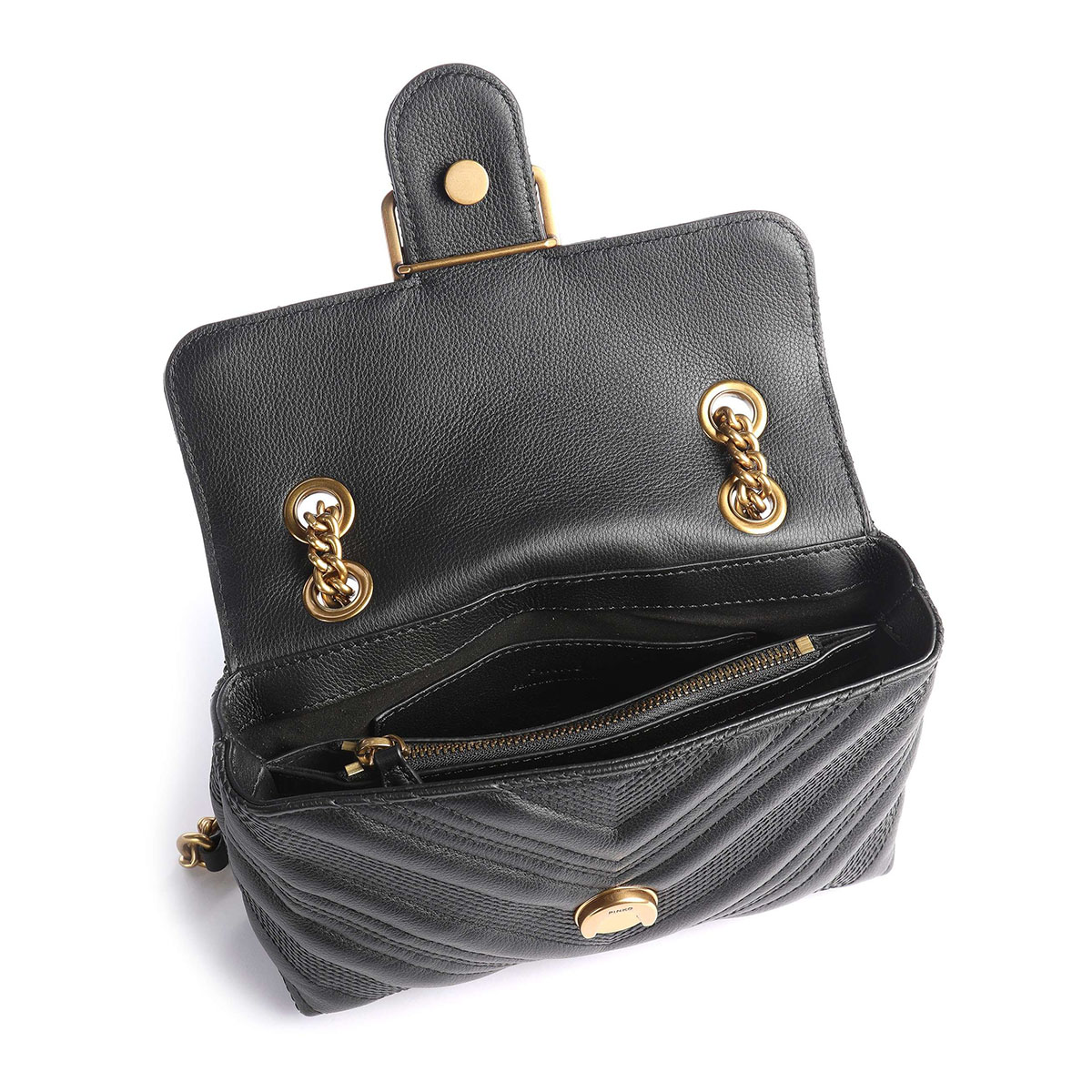 сумка Pinko PUFF MINI CHEVRON AW20/21 цвет NERO LIMOUSINE / черный HBPUFF11S