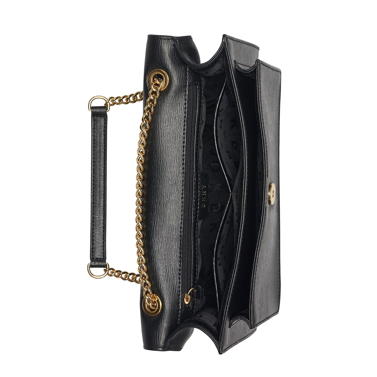 сумка Dkny Large Bryant Chain Leather Flap Crossbody цвет black / черный HBBRYANT01L