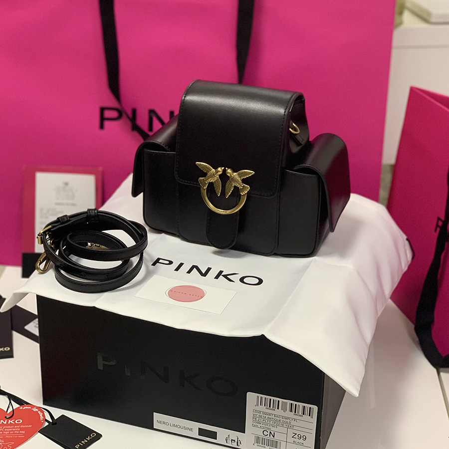 сумка PINKO LOVE SMART BAG SIMPLY SS21 цвет LIMOUSINE / BLACK ANTIQUE GOLD / черный HBSMART02