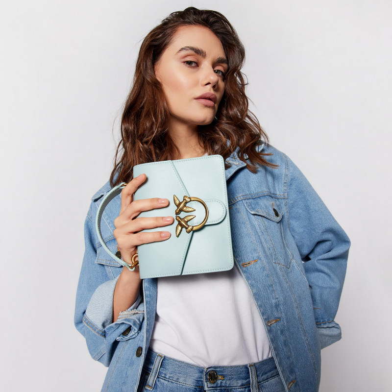 сумка PINKO LOVE MINI TOP HANDLE SIMPLY SS21 цвет VERDE SALVIA ANTIQUE GOLD / мятный HBLOVETOP03M