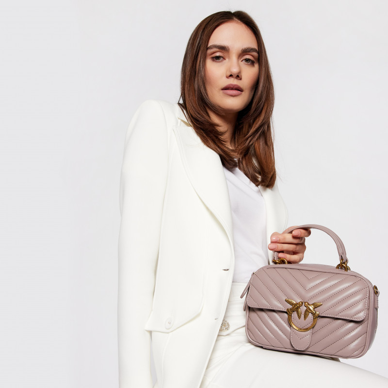 PINKO LOVE MINI SQUARE V QUILT SS21 CORTECCIA ANTIQUE GOLD  / ПЫЛЬНАЯ РОЗА HBASQUARE13S