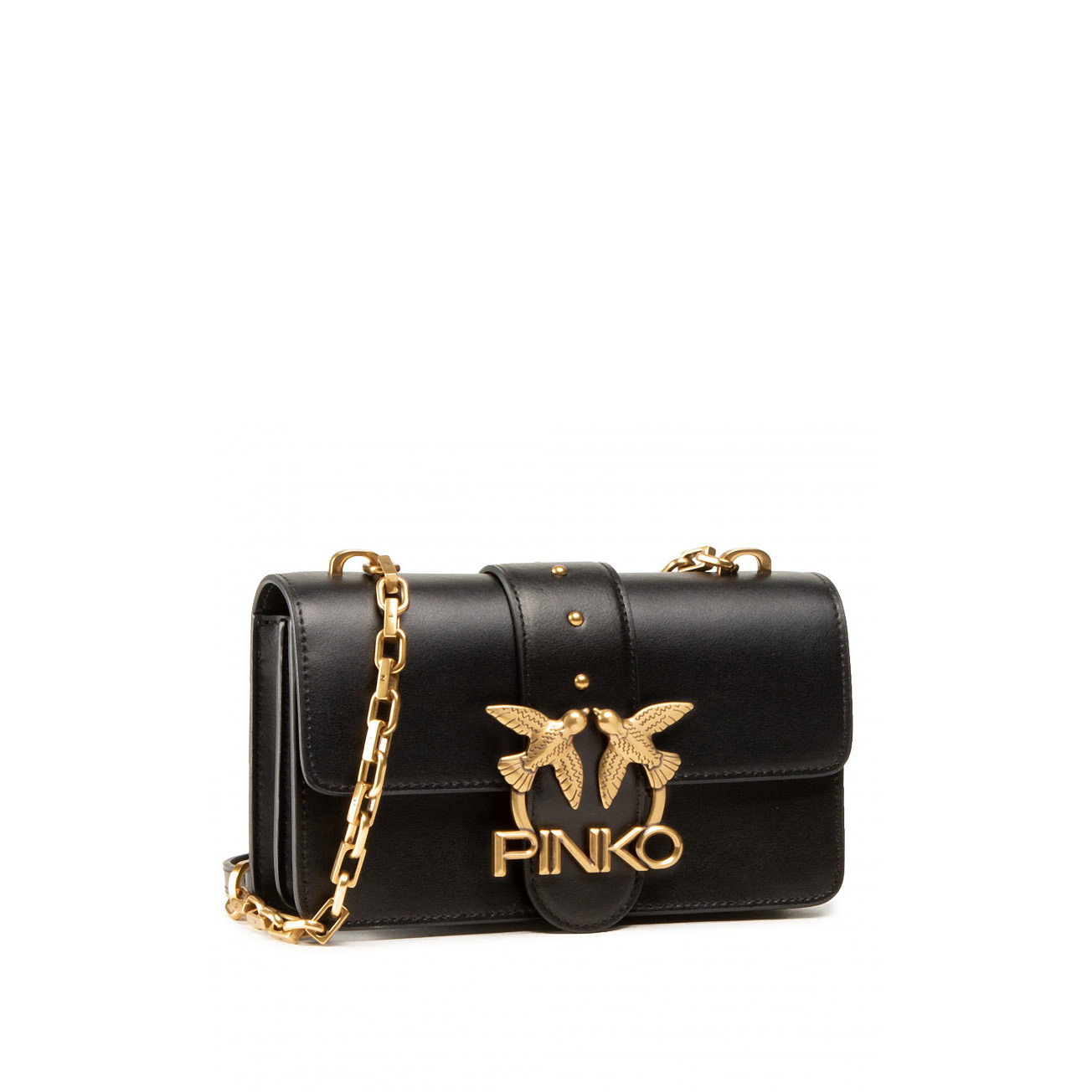 сумка PINKO MINI ICON SIMPLY SS21 цвет LIMOUSINE BLACK ANTIQUE GOLD / черный HBICONSIMPLY01S