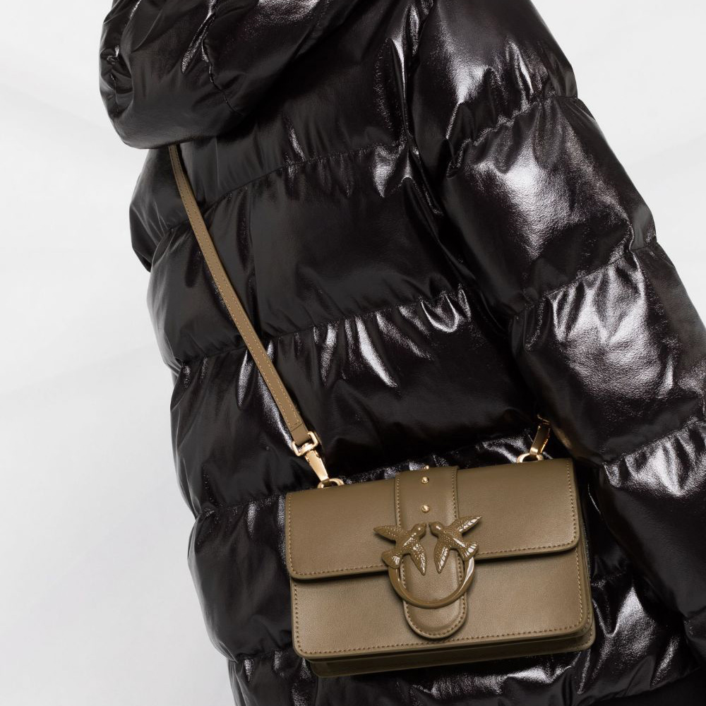 сумка PINKO MINI LOVE BAG ICON MAXI CHAIN AW21/22 цвет ASHEN WALNUT / Хаки HBMAXICHAIN01S