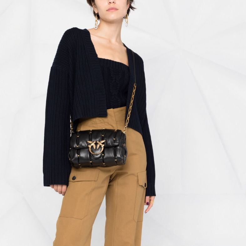 сумка PINKO MINI LOVE BAG PUFF PINCHED AW’21/22 цвет NERO LIMOUSINE / черный PUFFPINCHED01S