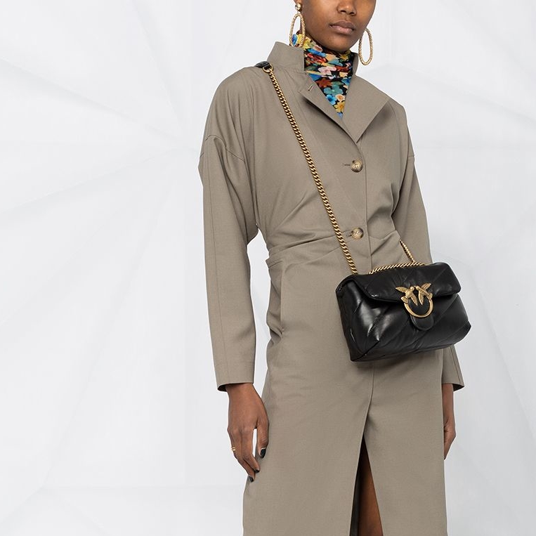 сумка PINKO LOVE MINI PUFF MAXI QUILT AW’21/22 цвет NERO LIMOUSINE BRONZE / черный PUFFMQUILTAW21/2201S