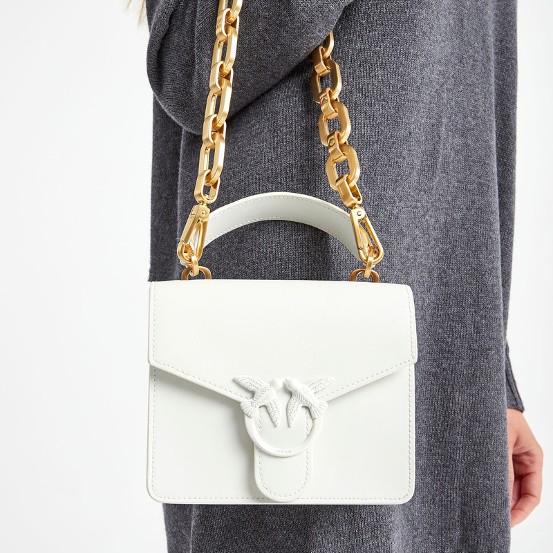сумка PINKO MINI LOVE BAG TOP HANDLE MAXI CHAIN AW21/22 цвет WHITE + WHITE / Белый