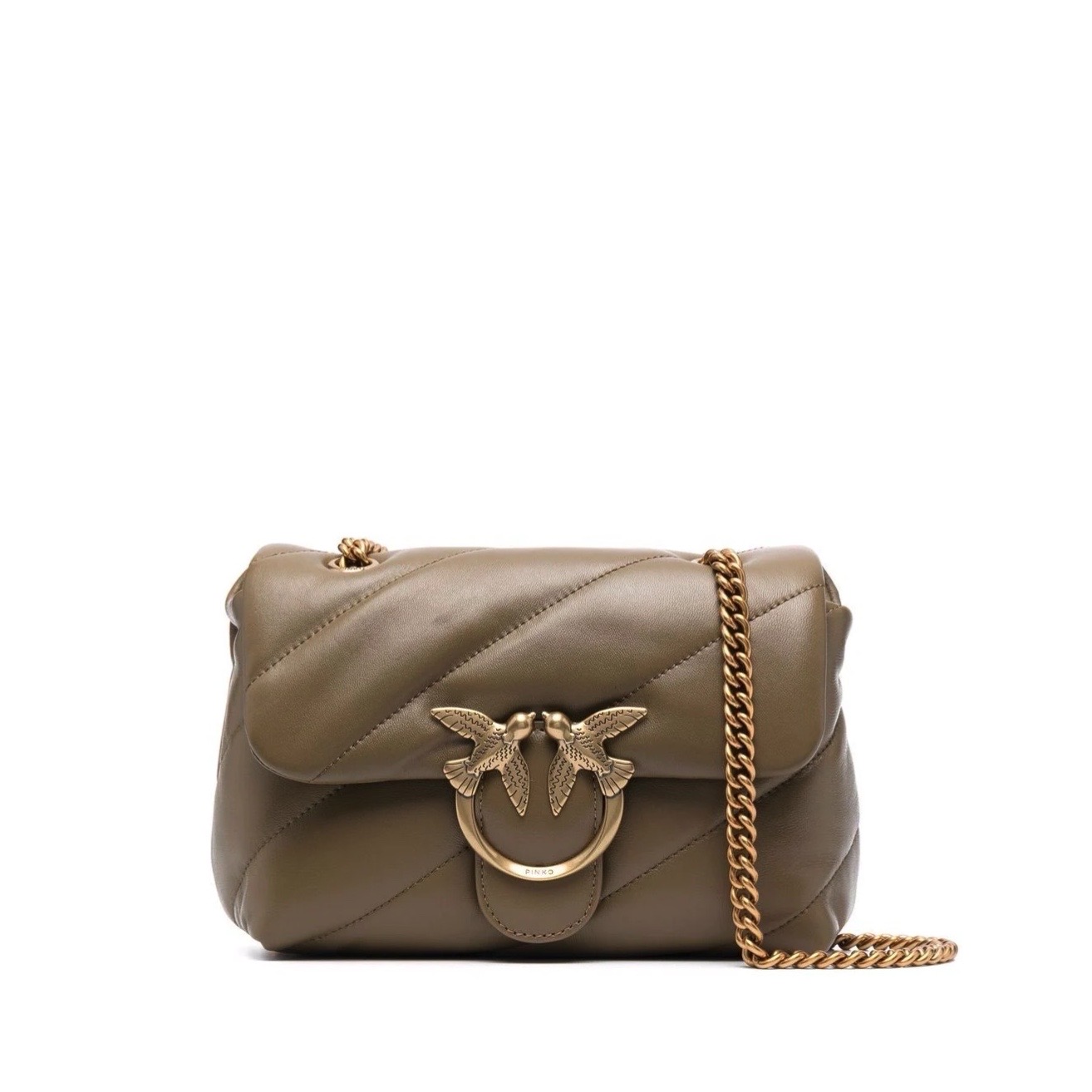 сумка PINKO LOVE MINI PUFF MAXI QUILT AW’21/22 цвет OLIVE / Оливковый PUFFMQUILTAW212202S