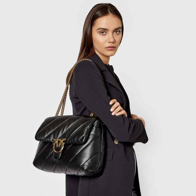 сумка PINKO LOVE BIG PUFF MAXI QUILT SS’21 цвет NERO LIMOUSINE BRONZE / черный HBPUFFMQUILT05L