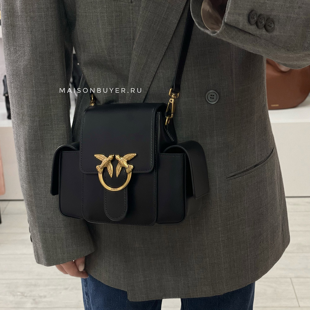 сумка PINKO LOVE SMART BAG SIMPLY SS21 цвет LIMOUSINE / BLACK ANTIQUE GOLD / черный HBSMART02