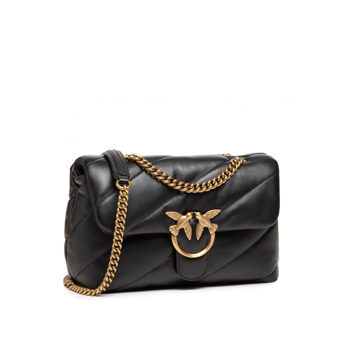 сумка PINKO LOVE Classic PUFF MAXI QUILT AW’21/22 цвет NERO LIMOUSINE BRONZE / черный PUFFMQUILTAW21/2201M