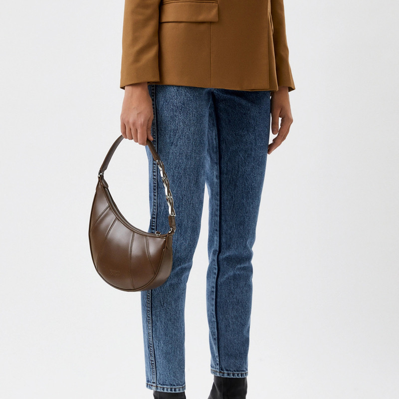 PINKO MINI LONG HALF MOON BAG GEOMETRIC Khaki