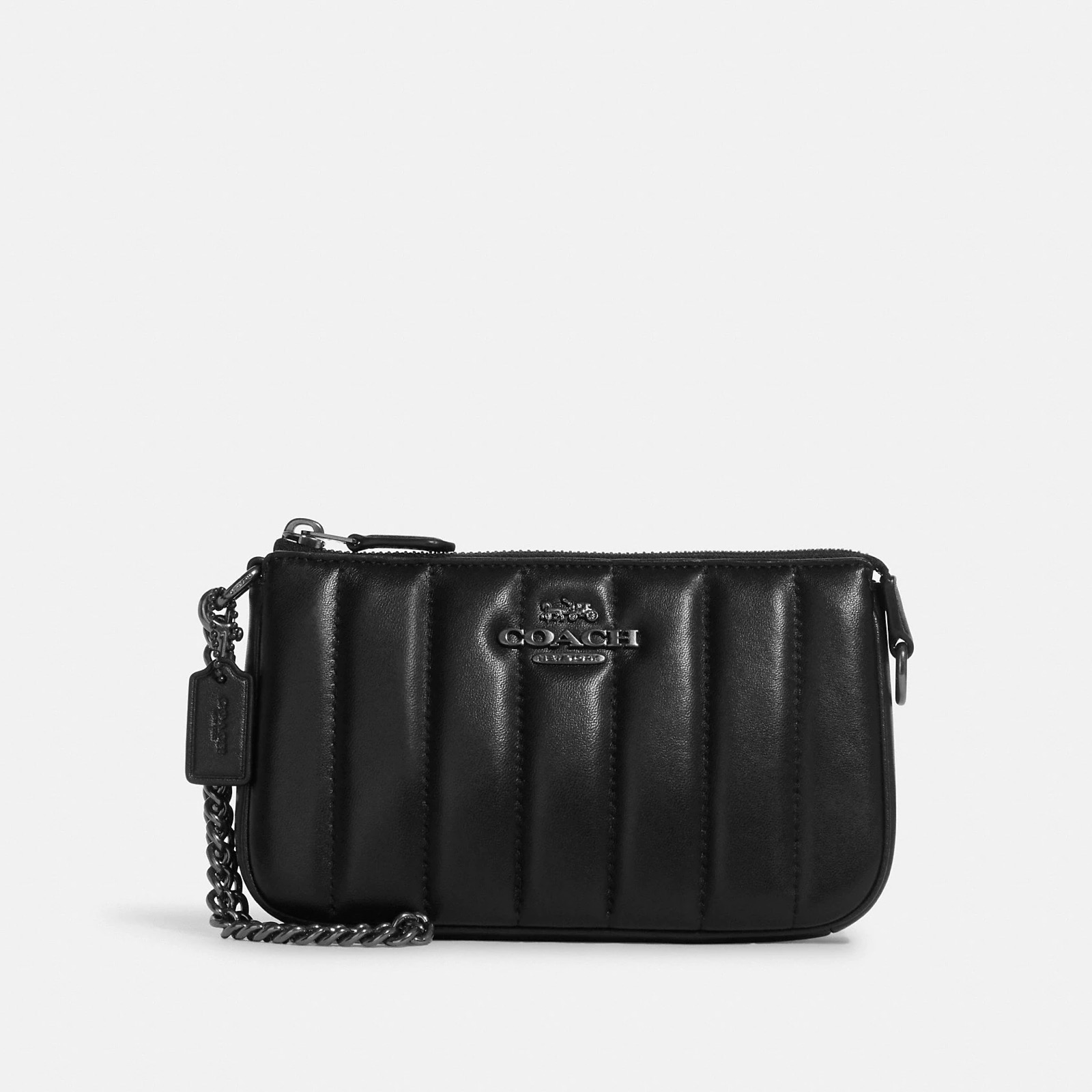сумка-пошет COACH NOLITA 19 WITH CHAIN WITH LINEAR QUILTING Gunmetal/black