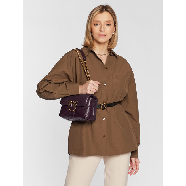 сумка PINKO LOVE MINI PUFF MAXI QUILT Purple / Melanzana / Баклажановый