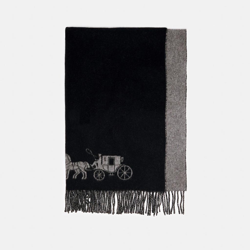 двухсторонний унисекс шарф COACH OVERSIZED MUFFLER Black/Heather grey /Черный/Серый