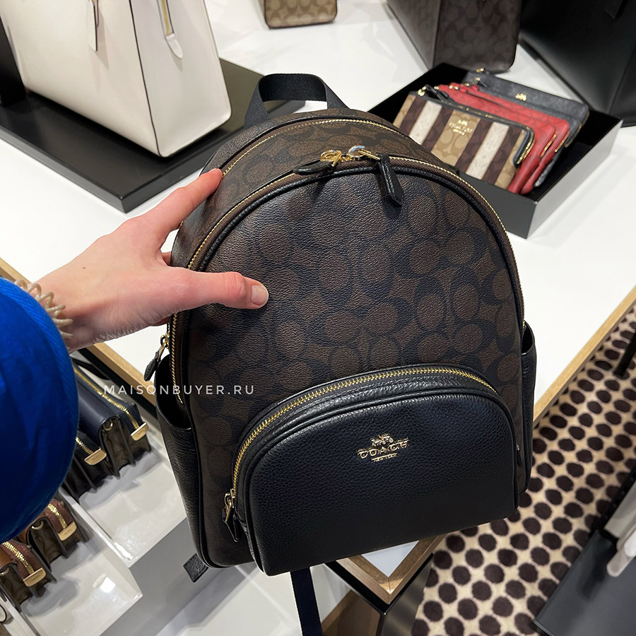 рюкзак COACH COURT BACKPACK IN SIGNATURE CANVAS Gold/Brown Black