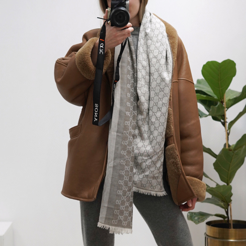 шаль GUCCI WOOL + SILK LONG 70x195 cm beige