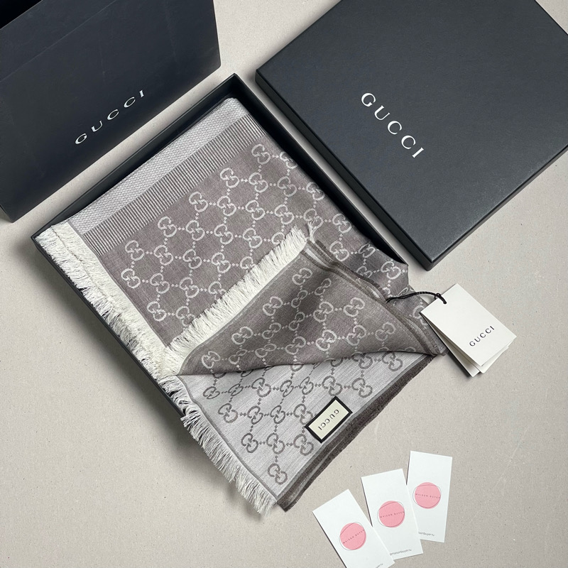 шаль GUCCI WOOL + SILK LONG 70x195 cm beige