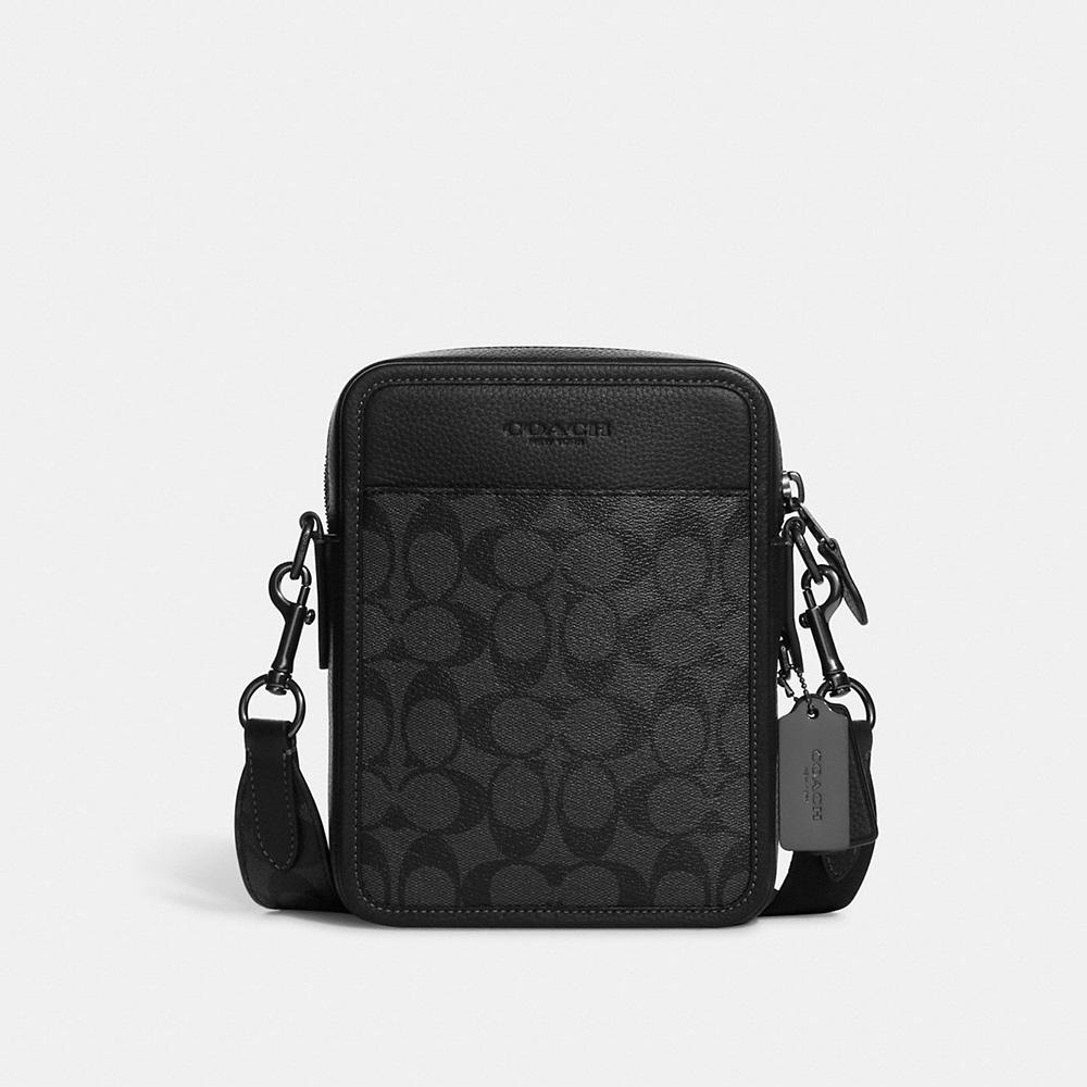мужская сумка COACH SULLIVAN CROSSBODY IN SIGNATURE CANVAS Gunmetal/Charcoal/Black