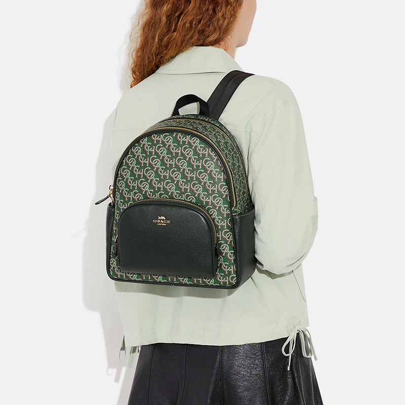 COACH COURT BACKPACK WITH COACH MONOGRAM PRINT Gold/Green