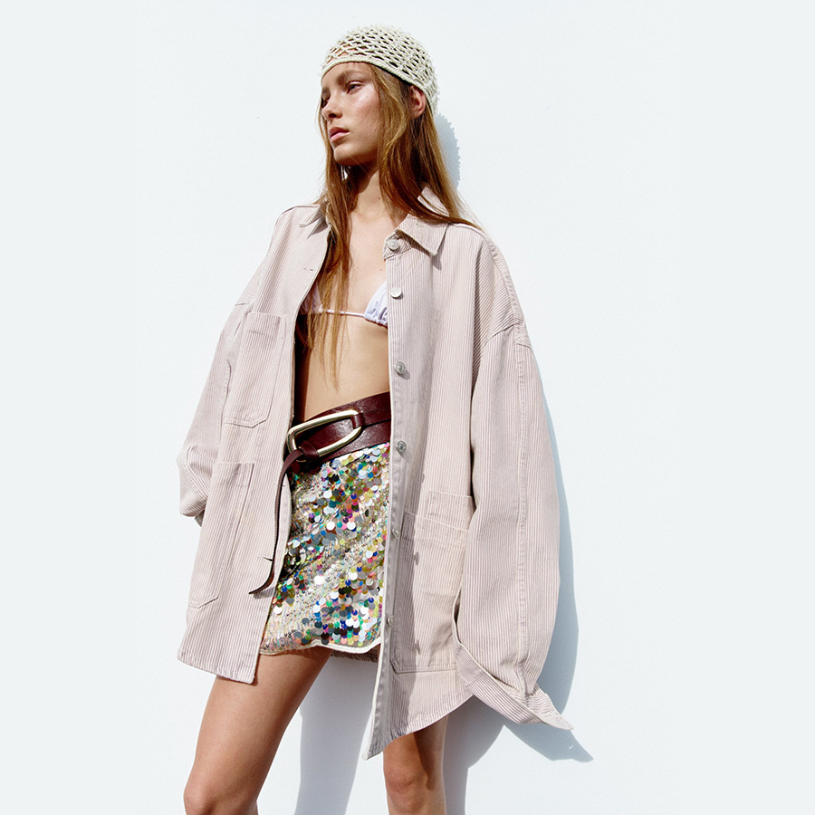 ОВЕРСАЙЗ РУБАШКА ИЗ ПЛОТНОГО ХЛОПКА ZARA M00397