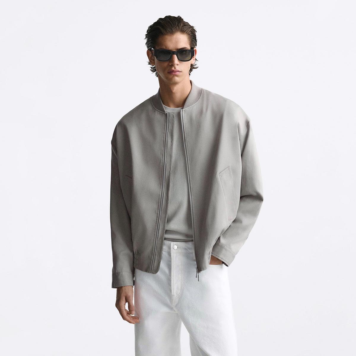 ジャケット・アウター Lyocell Twill Chambray Middle ModsCoat мужской бомбер ZARA LYOCELL BOMBER JACKET MID-GREY 0/9621