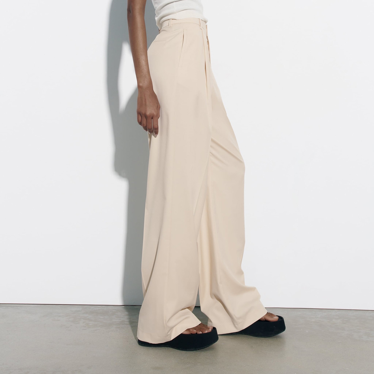 КОСТЮМНЫЕ БРЮКИ ZARA FULL LENGTH TROUSERS VANILLA / ВАНИЛЬНЫЙ M00446