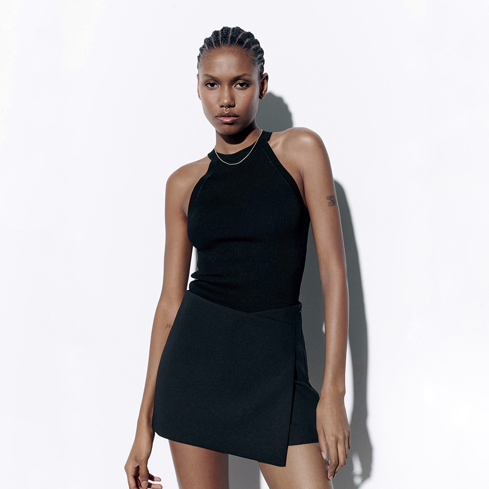 ЮБКА-ШОРТЫ ZARA ASYMMETRIC SKORT BLACK M00538
