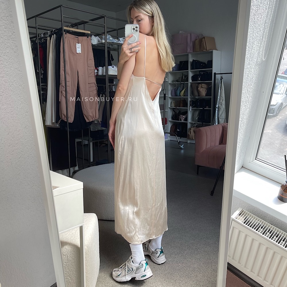 САТИНОВОЕ ПЛАТЬЕ-КОМБИНАЦИЯ ZARA ЦВЕТ ПЕРСИКОВО-РОЗОВЫЙ M00281