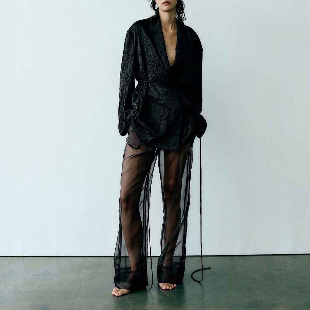 ПРОЗРАЧНЫЕ БРЮКИ ИЗ ОРГАНЗЫ ZARA ЦВЕТ ЧЕРНЫЙ M00413