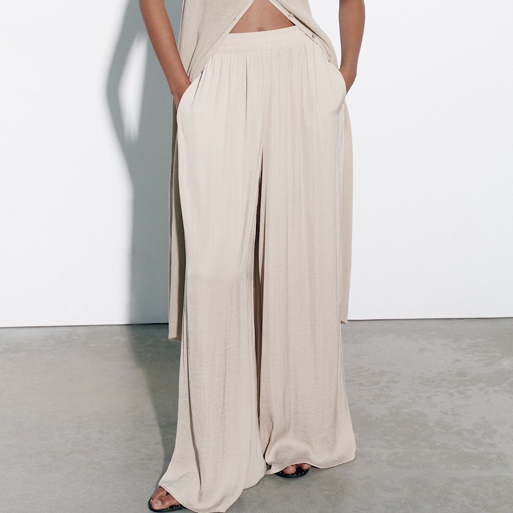 ЛЕТЯЩИЕ БРЮКИ ZARA ЦВЕТ БЕЖ M00414