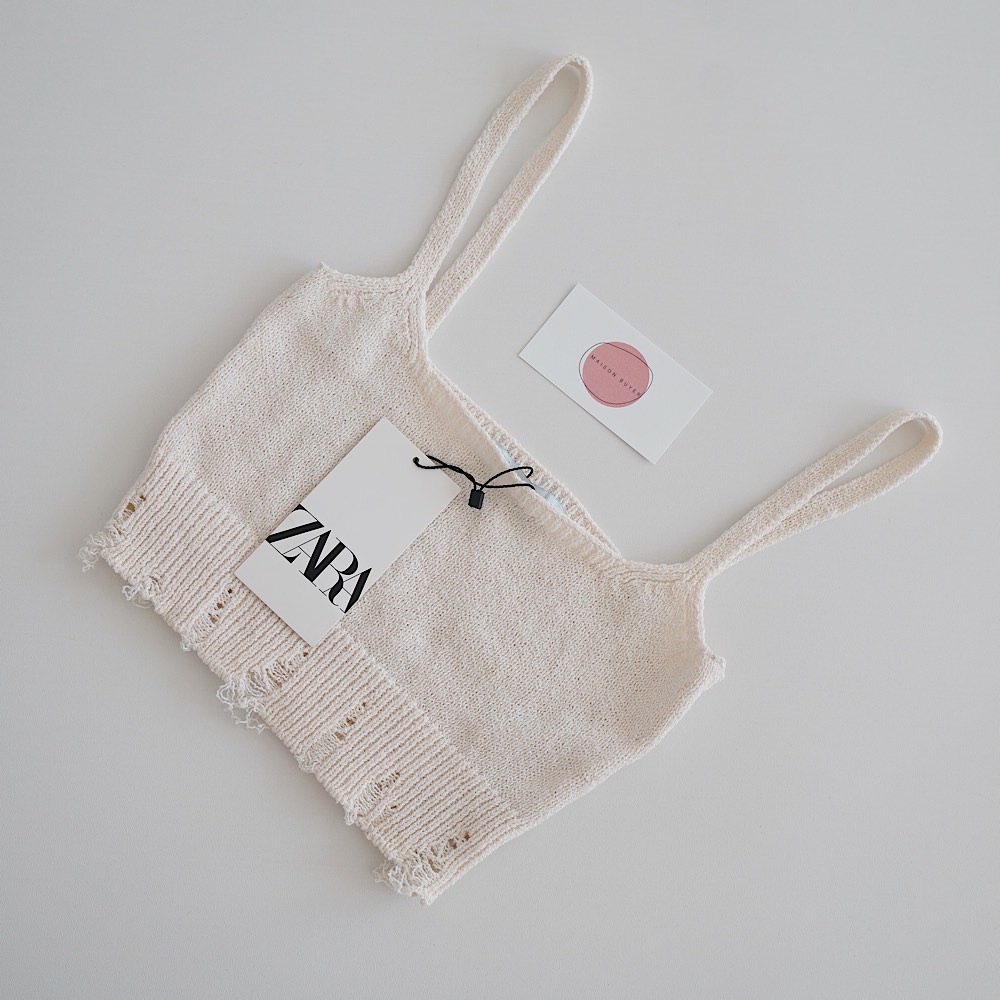 УКОРОЧЕННЫЙ ТОП С РВАННЫМ ЭФФЕКЕТОМ ZARA МОЛОЧНО_БЕЛЫЙ M00318