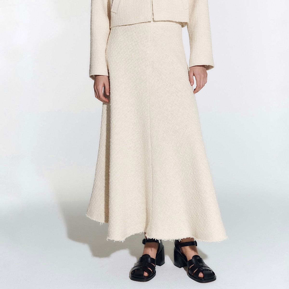 ТВИДОВАЯ ЮБКА ZARA ЦВЕТ ЭКРЮ M00561