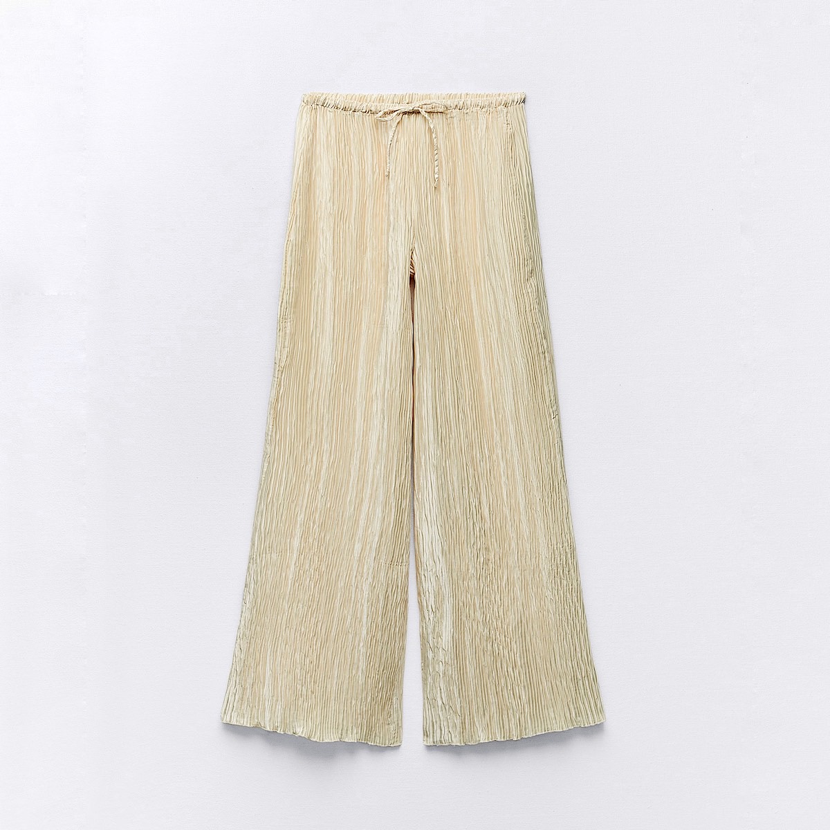 ПЛИССИРОВАННЫЕ БРЮКИ НА ЗАВЯЗКАХ ZARA ЦВЕТ СВЕТЛО ЖЕЛТЫЙ M00415