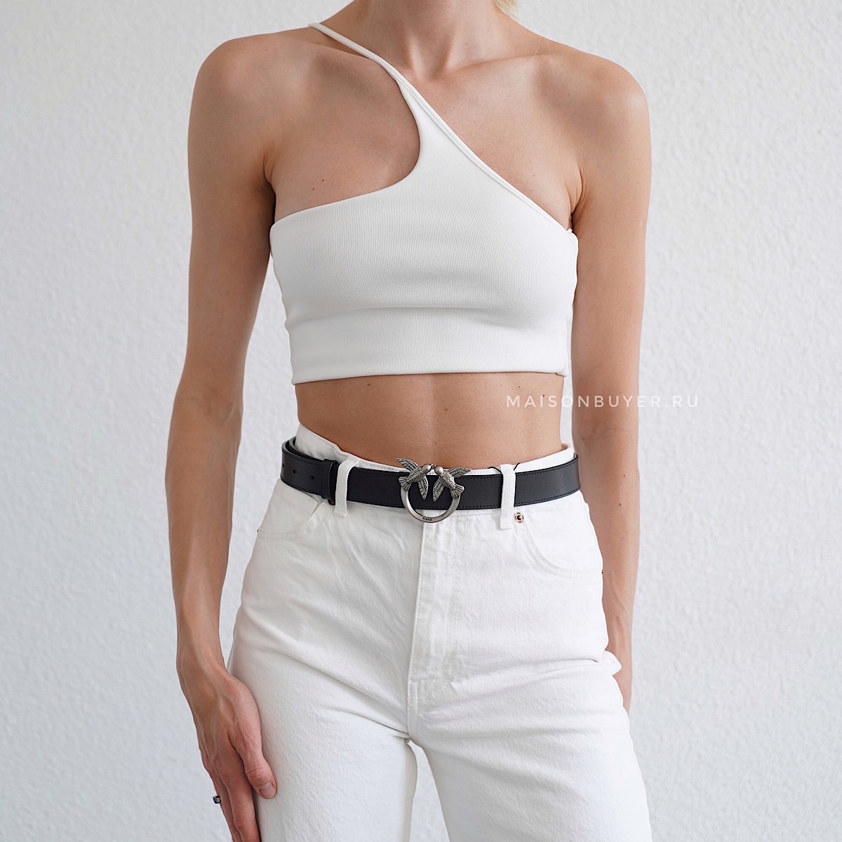 РЕМЕНЬ PINKO LOVE BIRDS BELT 3 СМ Limousine Black / Черный M00130