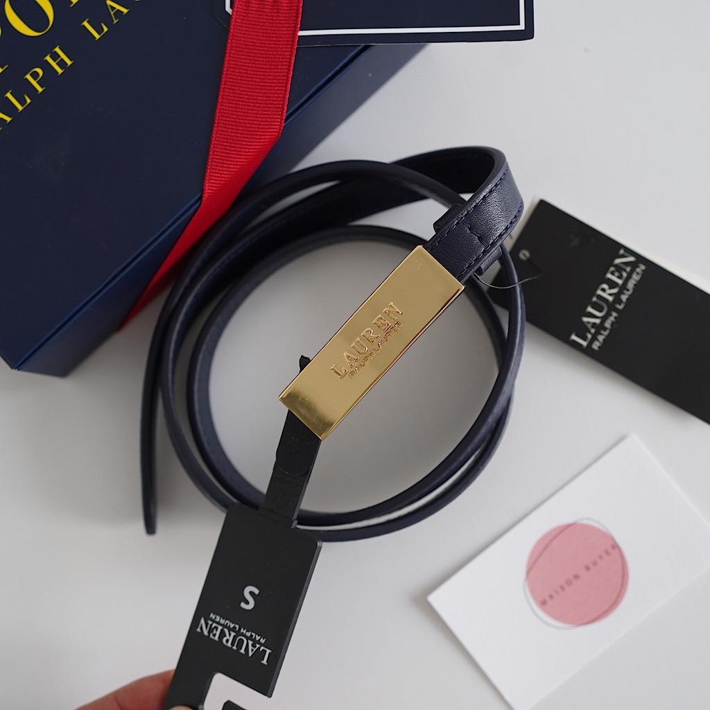 РЕМЕНЬ LAUREN RALPH LAUREN LOGO LEATHER SKINNY BELT Navy / Синий M00126