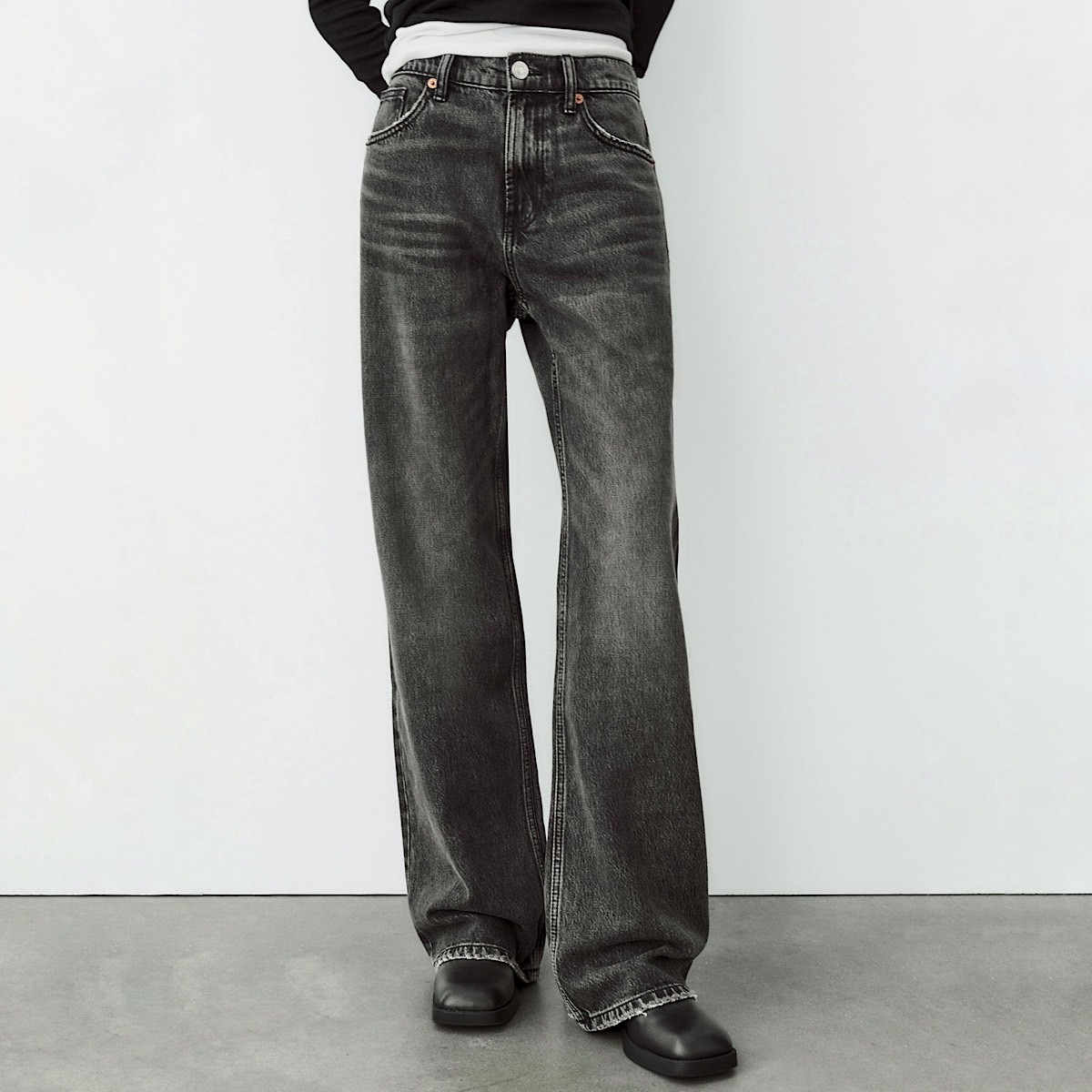 СВОБОДНЫЕ ДЖИНСЫ ПОЛНОЙ ДЛИНЫ ZARA ЦВЕТ ANTHRACITE GREY / ТЕМНО-СЕРЫЙ M00499