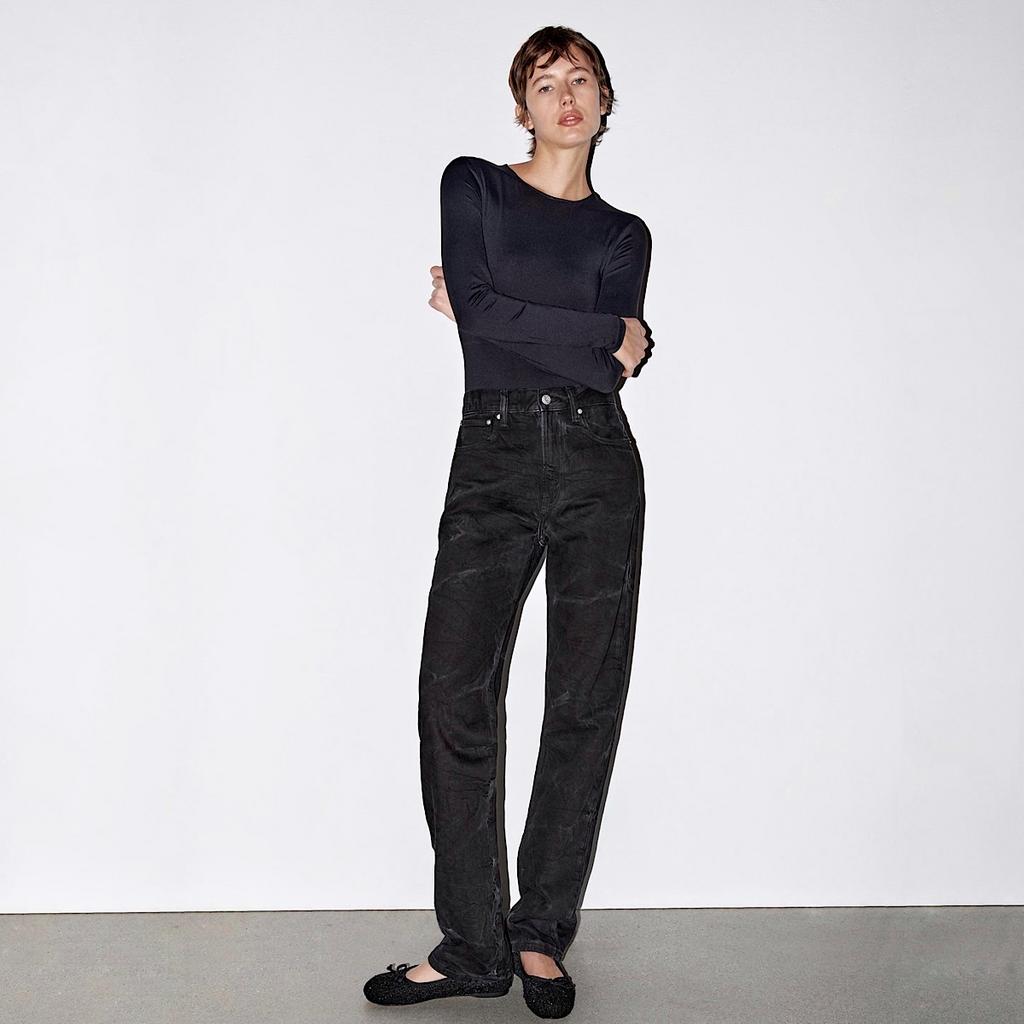 ДЖИНСЫ ZARA ZW COLLECTION RELAXED MID-RISE ЦВЕТ BLACK / ЧЕРНЫЙ M00496