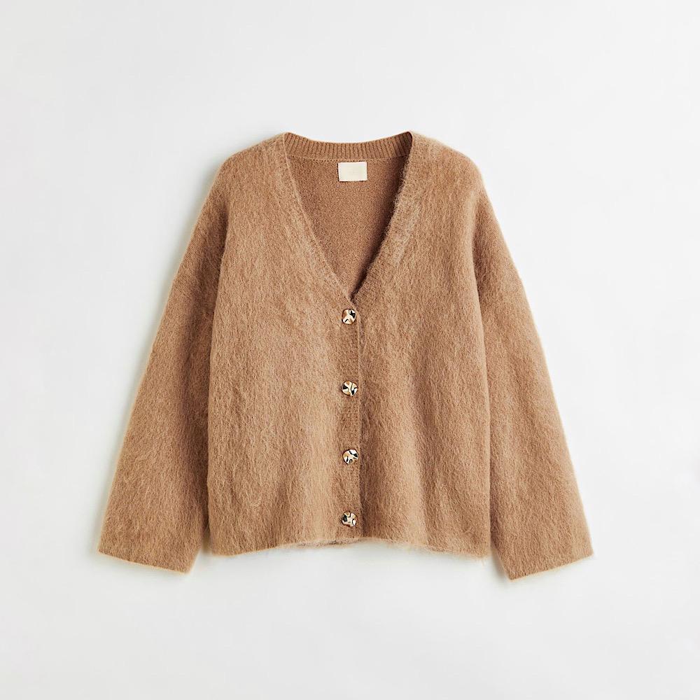 МОХЕРОВЫЙ КАРДИГАН H&M TREND MOHAIR-BLEND CARDIGAN цвет Beige / Беж M00195