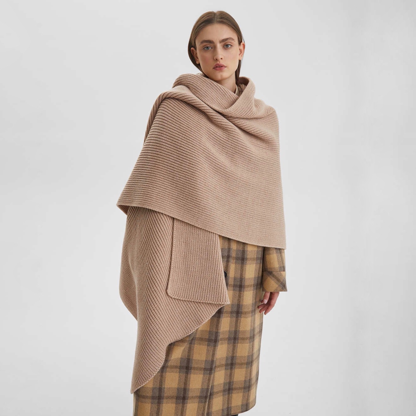 БОЛЬШОЙ ШАРФ AIM CLO ЦВЕТ БЕЖЕВЫЙ M00629