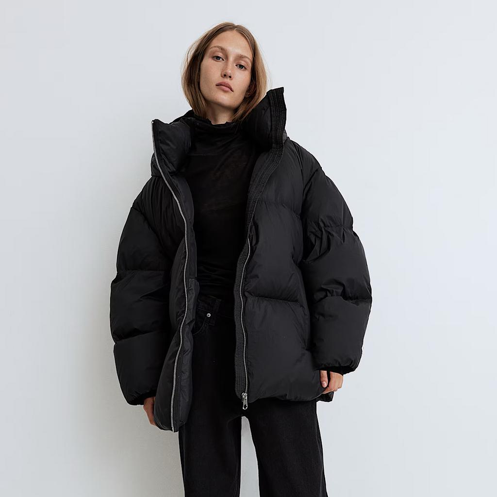 H&M PREMIUM OVERSIZED DOWN PUFFER JACKET Black / Черный M00732