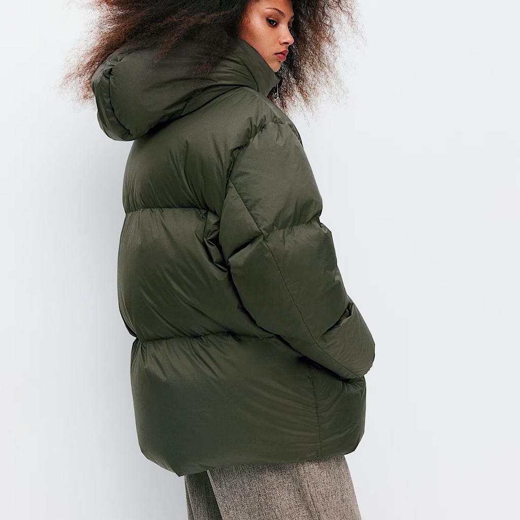 H&M PREMIUM OVERSIZED DOWN PUFFER JACKET Dark khaki green / Хаки M00731