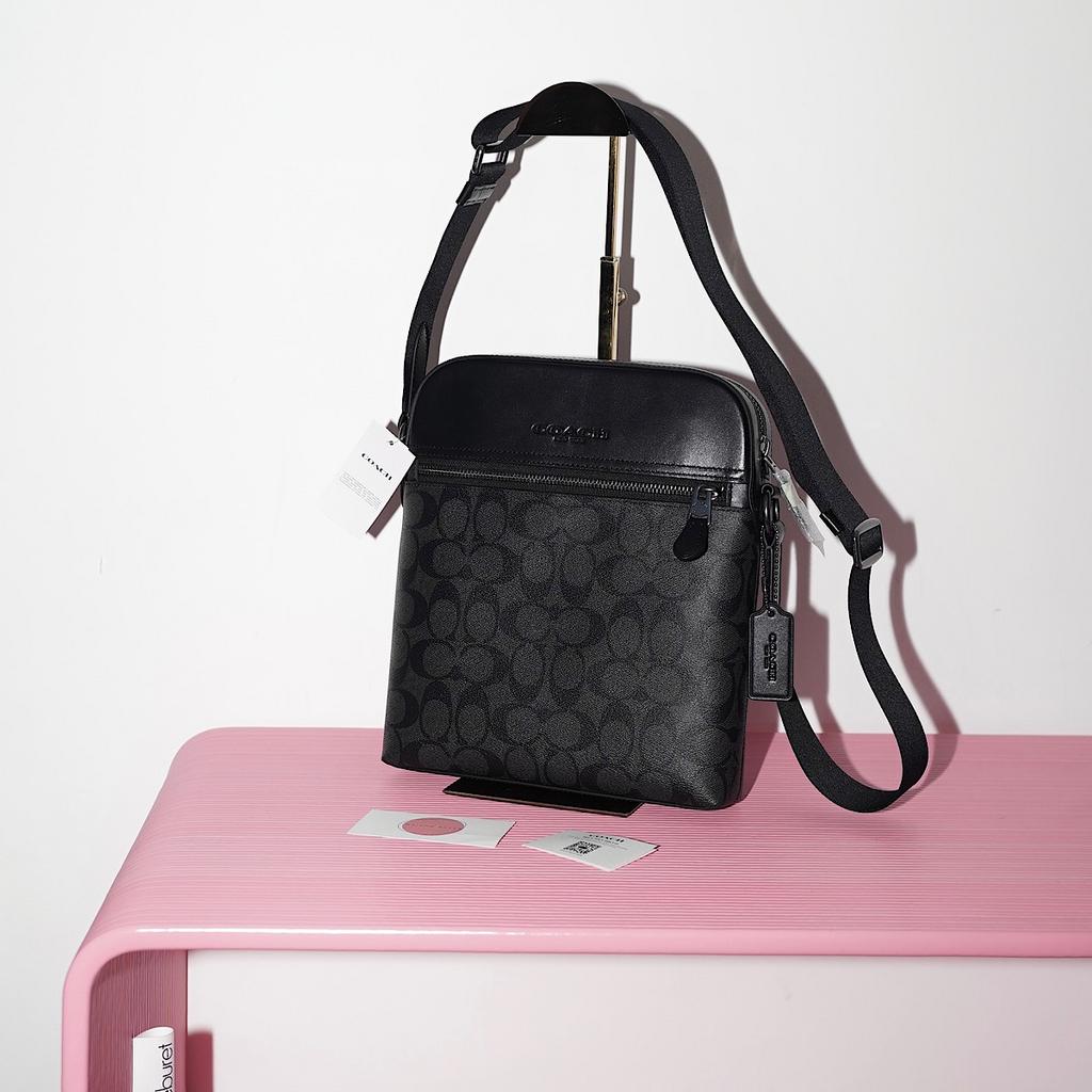 COACH HOUSTON IN SIGNATURE CANVAS цвет Charcoal/Black / Серый + черный M00726