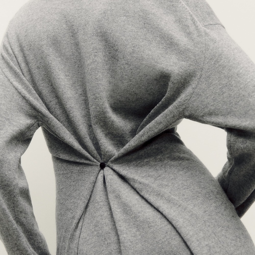 ПЛАТЬЕ МИДИ ИЗ СМЕСОВОЙ ШЕРСТИ ZARA MULTIWAY KNIT DRESS WITH BUTTON цвет grey / серый M00278